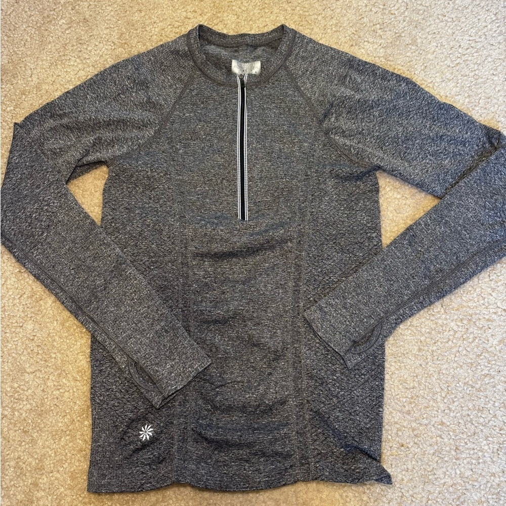 Athleta Charcoal Gray Quarter Zip-Up Sweater Size Small